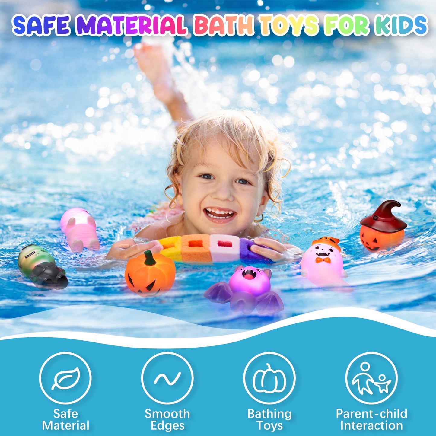 Zsiparty Halloween Toys for Kids, 6 Pcs Halloween Light-up Bath Toys for Toddlers Halloween Party Favors Gifts Boys Girls