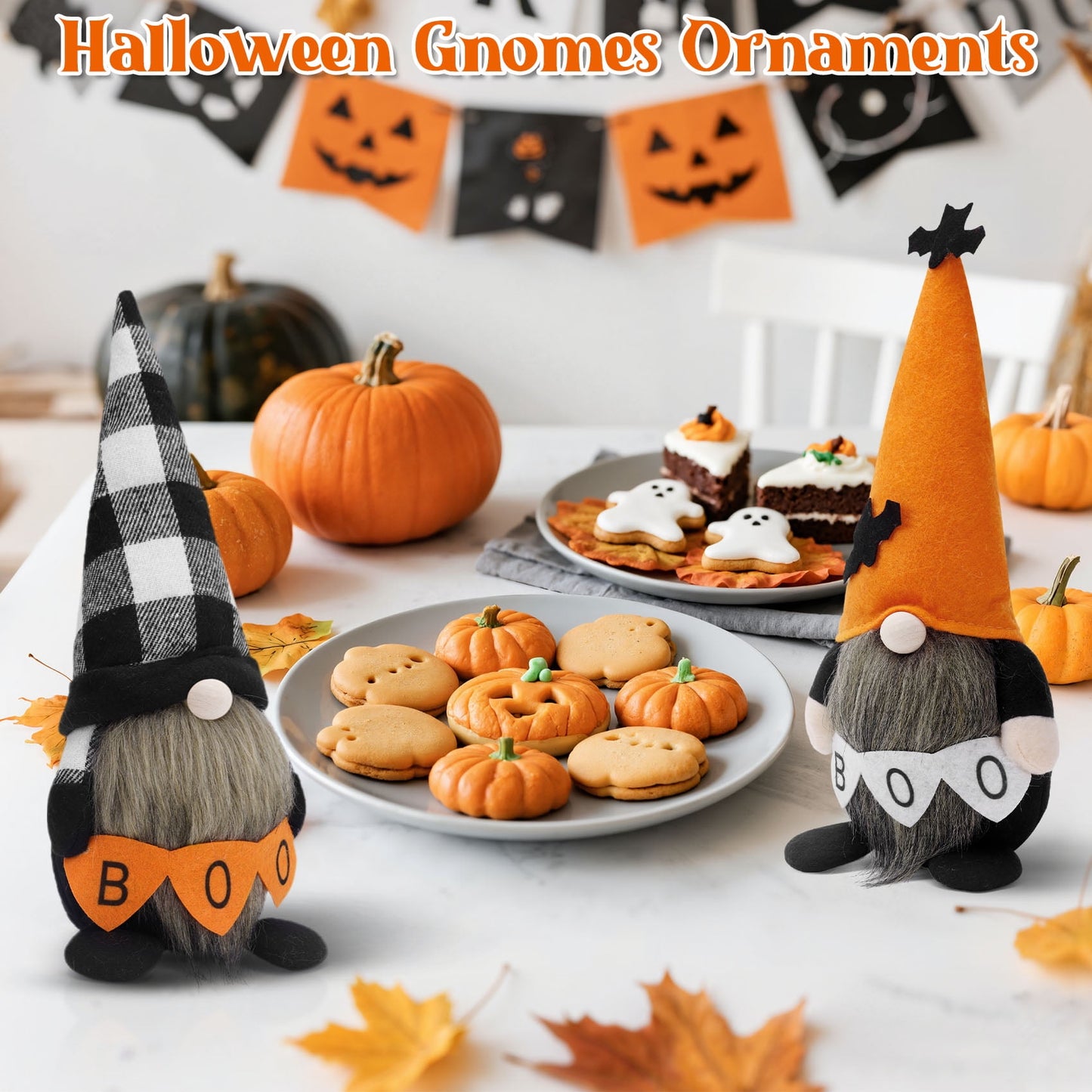 Zsiparty Halloween Gnomes Decorations for Home, 2 PCS Handmade Gnomes Plush Perfect for Halloween Tabletop Decor