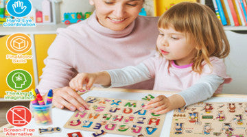 Zsiparty Wooden Peg Puzzles for Kids, 11.8 X 8.9 inch Preschool Puzzles Set for Toddlers Ages 1-3, 6 Pack Learning Toys Gifts Boys Girls