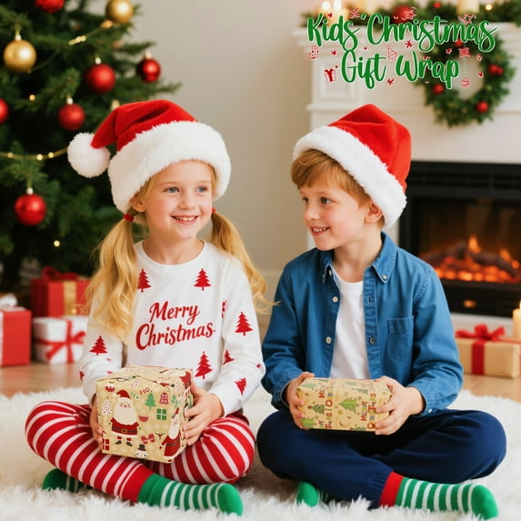 Zsiparty Christmas Wrapping Paper Rolls, 5 Rolls Gift Wrapping Supplies with Santa Claus, Snowflake, Christmas Tree Patterns Design, 17 x 120 inches