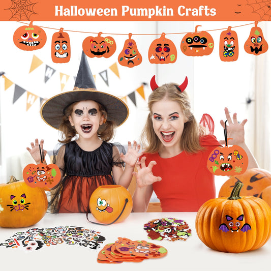 Zsiparty Halloween Craft Kit, 36 Set DIY Fall Foam Pumpkin Decorations Ornaments, Stickers for Classroom Party Favor Supplies Activities