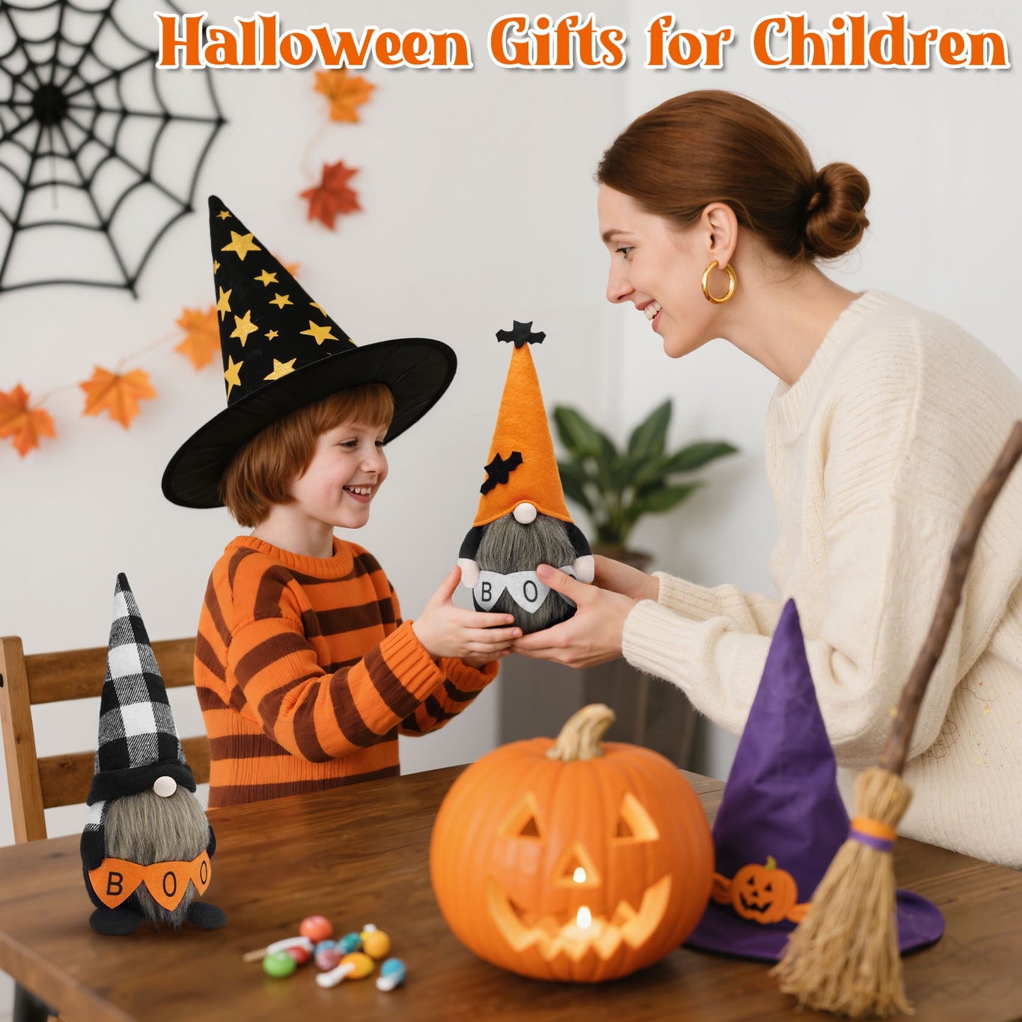 Zsiparty Halloween Gnomes Decorations for Home, 2 PCS Handmade Gnomes Plush Perfect for Halloween Tabletop Decor