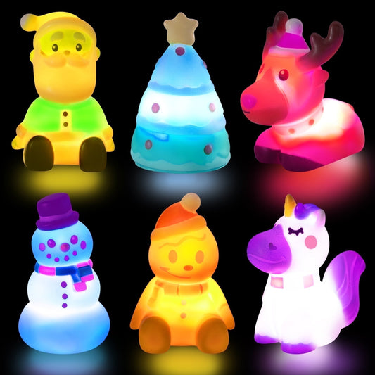 Zsiparty 6 Pcs Christmas Light up Bath Toys, Christmas Toys for Kids Baby Toddler, Christmas Stocking Stuffers for Kids, Ideal as Kids Gifts for Christmas