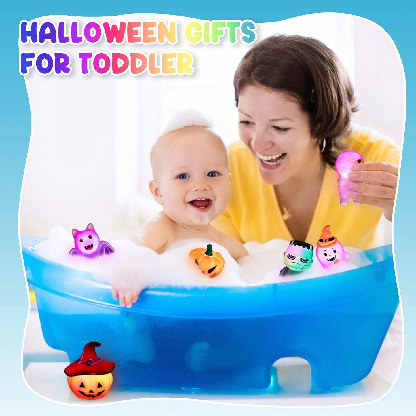 Zsiparty Halloween Toys for Kids, 6 Pcs Halloween Light-up Bath Toys for Toddlers Halloween Party Favors Gifts Boys Girls