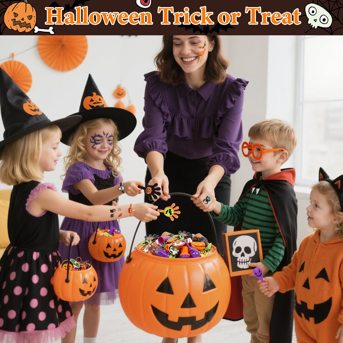 Zsiparty Halloween Party Favors for Kids, Bulk Toys & Goodie Bag Stuffers, 112 Pcs Ideal Halloween Toys for Gift Bags, Halloween Party Supplies